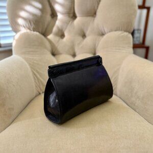 VTG Auth. PACO RABANNE Genuine Karung Lizard Black Large Clutch Bag...GORGEOUS!